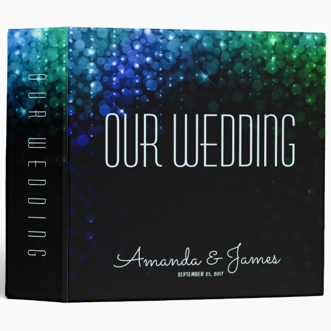 Classeur Elégant couleur paon clair wedding planner (Devant/Côté)