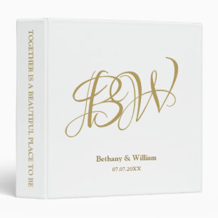 Classeur Élégant Couples en or Monogrammes Initiales Photo 