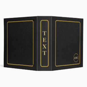 Classeur Élégant cuir noir avec cadre or