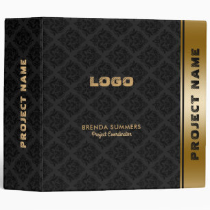 Classeur Elégant damas noir vintage & Bande Or