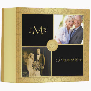 Classeur élégant d'anniversaire de mariage d'or