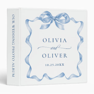 Classeur Elegant Dusty Blue Bow Ribbon Mariage album photo