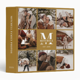 Classeur Élégant Famille Monogramme Photo Collage Or Vintag