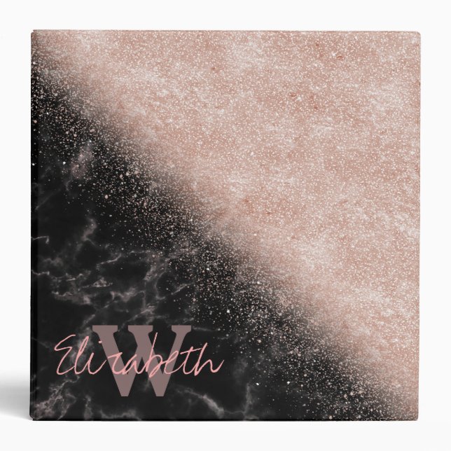 Classeur Élégant faux rose en or confetti image en marbre n (Devant)