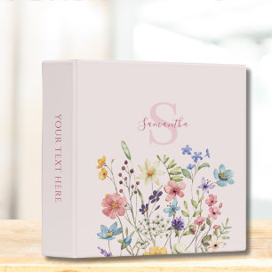 Classeur Élégant Fleur sauvage rose floral personnalisé