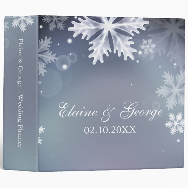 Classeur Élégant flocons de neige Bleu hiver Planificateur  (Devant/Côté)