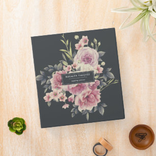 Classeur Élégant floral foncé personnalisé