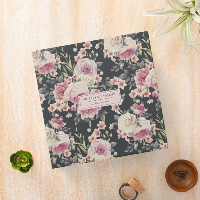Classeur Élégant floral foncé personnalisé (In Situ)