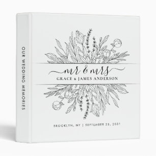 Classeur Élégant floral M. et Mme Script Wedding Album