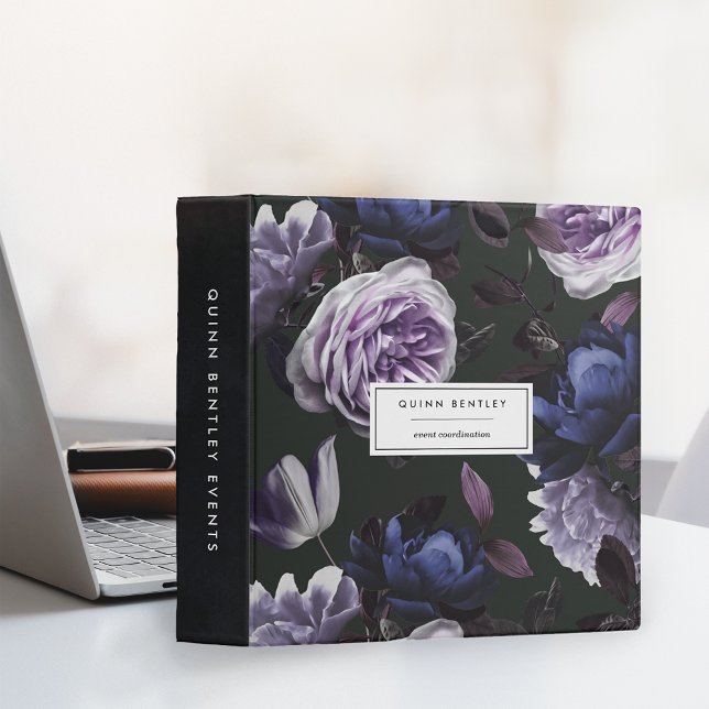 Classeur Élégant floral violet foncé personnalisé (Créateur téléchargé)