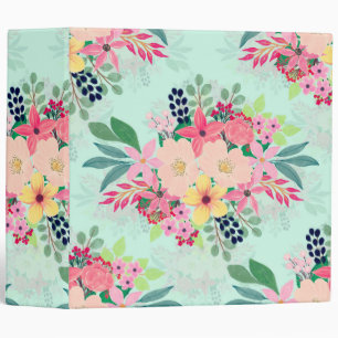 Classeur Elegant Floral Watercolor Paint Mint Girly Design