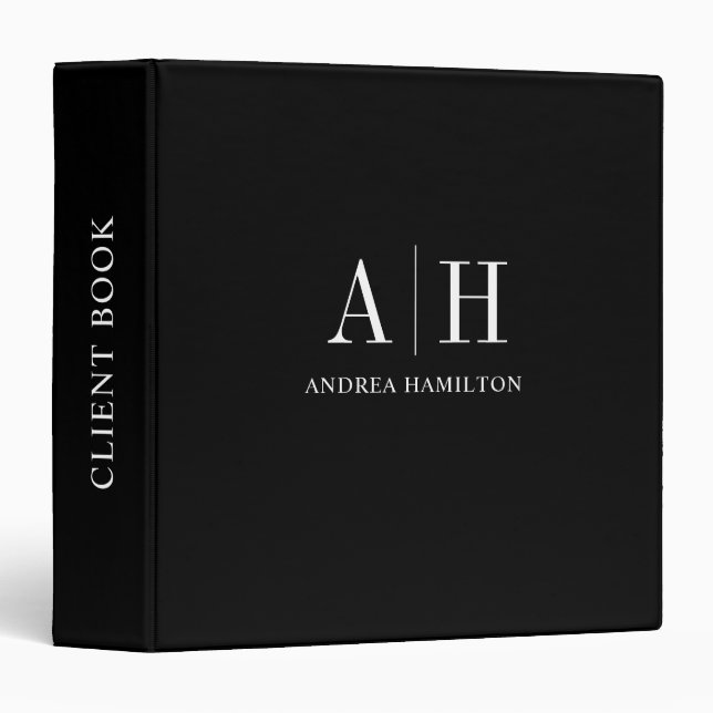 Classeur Élégant Formel Professionnel Double Monogramme (Devant/Côté)