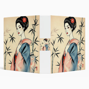 Classeur Elegant Geisha avec bambou et Motifs d'encre