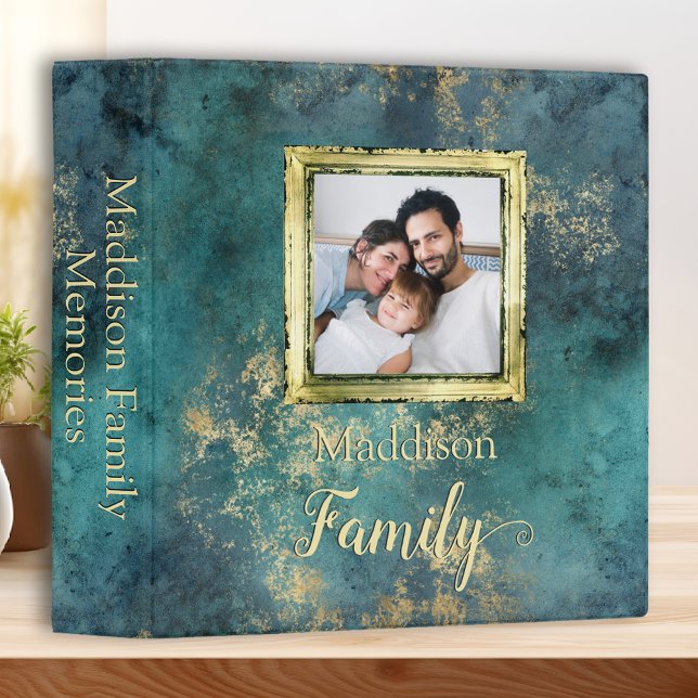 Classeur Elégant Gold Grunge Turquoise Photo Scrapbook Albu (Créateur téléchargé)
