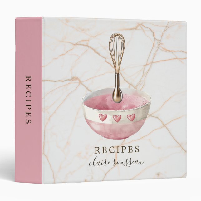 Classeur Elegant Gold Whisk Personalized Recipe (Devant/Côté)