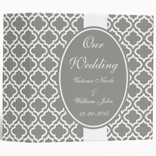 Classeur Elegant Grey Personnalisé Mariage Scrapbook Cadeau (Devant/Côté)