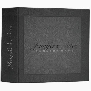 Classeur Elégant Gris Floral Design Suede cuir look