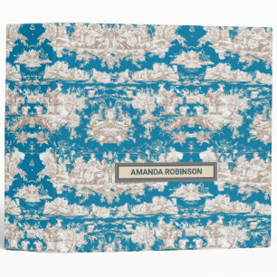 Classeur Elégant lac bleu turquoise vintage toile de jouy