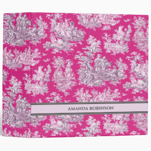 Classeur Elégant lac magenta rose vintage toile de jouy