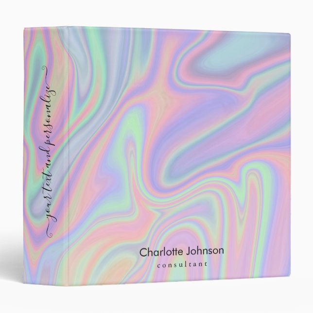Classeur Elégant Liquide Iridescente couleur pastel (Devant/Côté)
