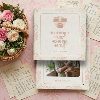 Classeur Élégant Livre de Recettes Damassé Vintage MH26