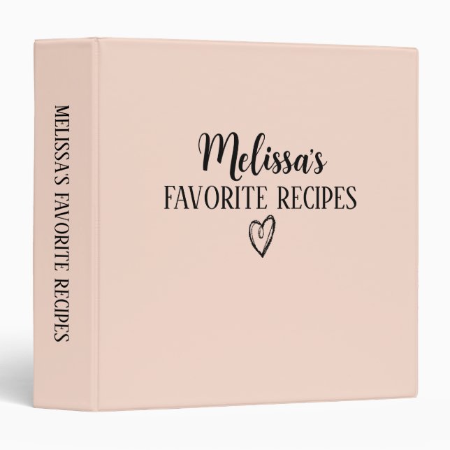 Classeur Élégant livre de recettes rose pâle (Devant/Côté)