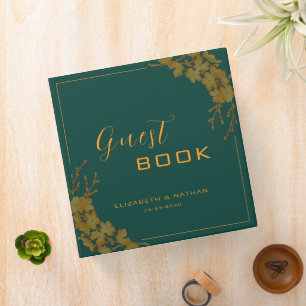 Classeur Élégant livre d'or et vert émeraude