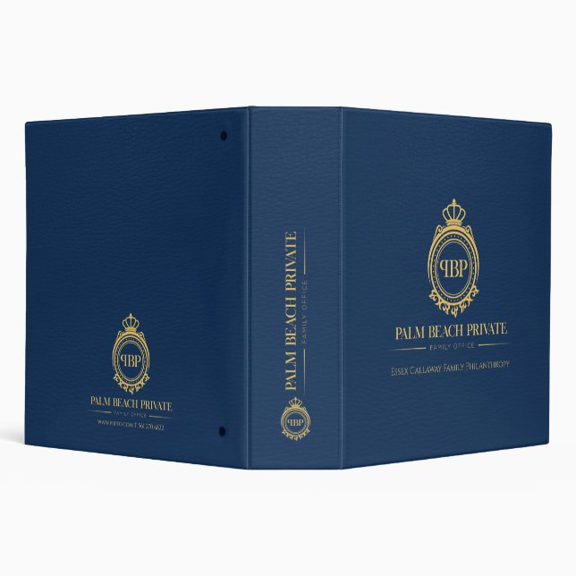 Classeur Élégant logo bleu Faux cuir personnalisé (Arrière-plan)