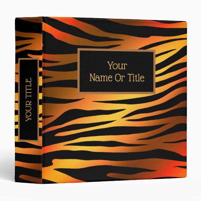 Classeur Élégant Luxe Or Orange Tigre (Devant/Côté)