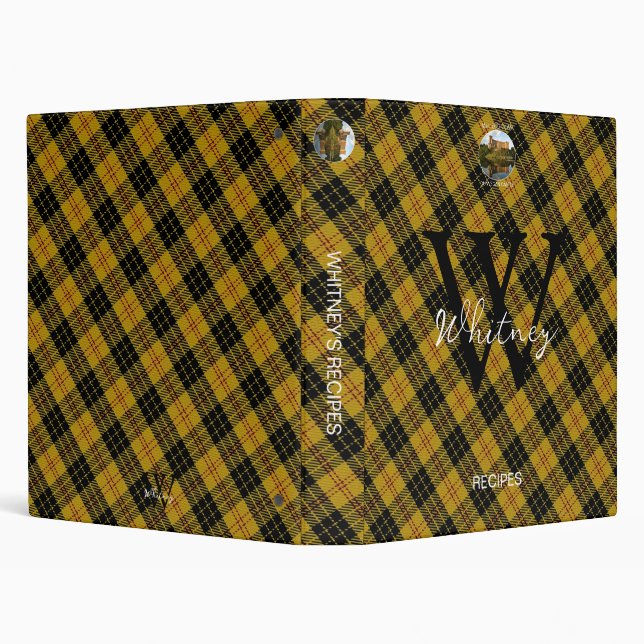 Classeur Elégant MacLeod Clan Tartan Monogramme Nom Recette (Arrière-plan)