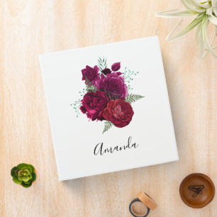 Classeur Elegant Magenta Rose Floral Bouquet