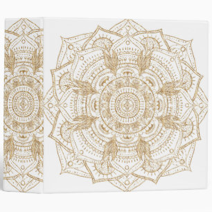 Classeur Elégant Mandala Blanc & Or Dessiné À La Main