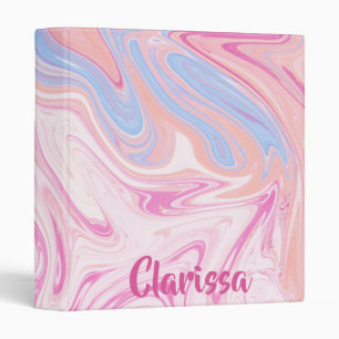 Classeur Elégant marbre rose pastel bleu orange