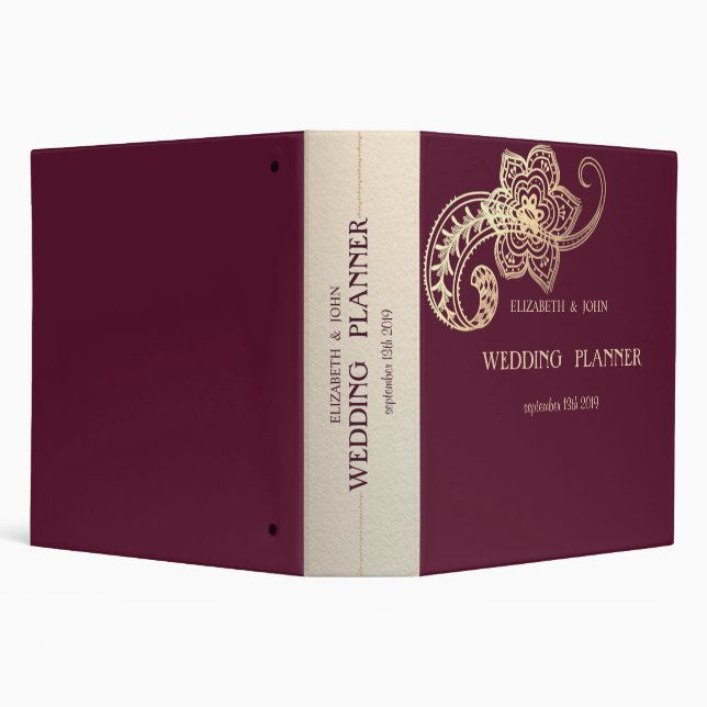 Classeur Élégant Mariage Chic Gold Paisley (Arrière-plan)