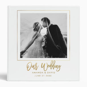 Classeur Élégant Mariage moderne Photo Gold Script
