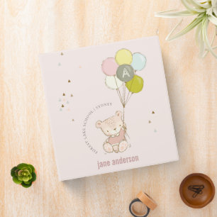 Classeur Élégant Mignon Ours Blonde Fille Monogramme