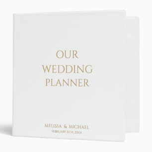 Classeur Élégant minimal Gold Script Notre Wedding planner