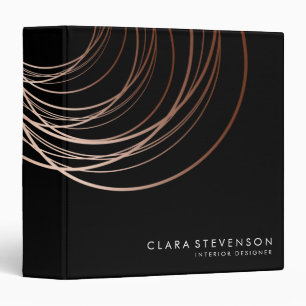 Classeur Elégant minimaliste rose d'or et de noir géomét
