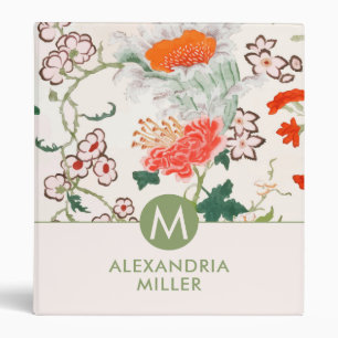 Classeur Élégant modèle floral Monogramme