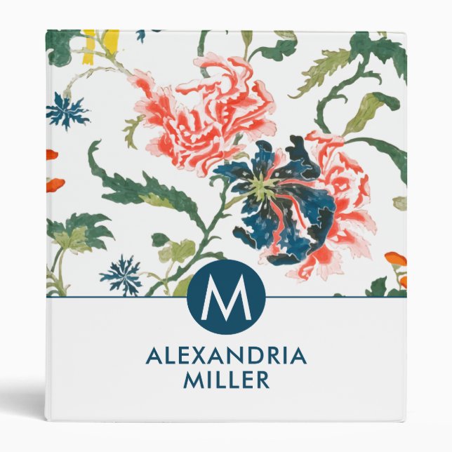 Classeur Élégant modèle floral Monogramme (Devant)