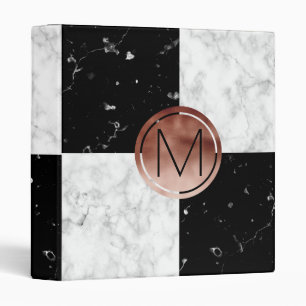 Classeur Elegant monogram rose gold black marble
