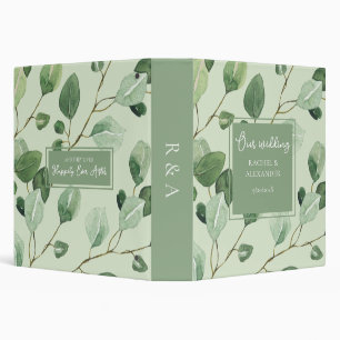Classeur Elégant Monogramme Aquarelle Verdure Album de mari