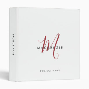 Classeur Élégant Monogramme blanc moderne