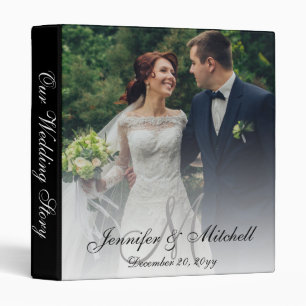 Classeur Élégant Monogramme Mariage noir et blanc