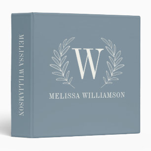 Classeur Élégant Monogramme moderne Dusty Blue