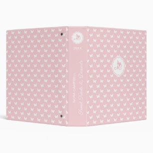 Classeur Élégant Monogramme Motif Peach rose