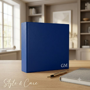 Classeur Élégant Monogramme Navy Personnalisé