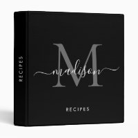 Élégant Monogramme noir blanc Nom de script Recett