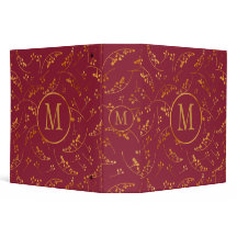 Élégant monogramme or baies marsala motif rose