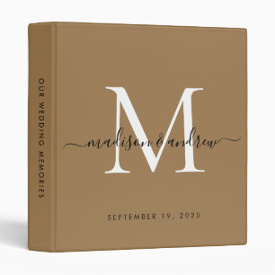 Classeur Élégant Monogramme Or Blanc Script Mariage Album